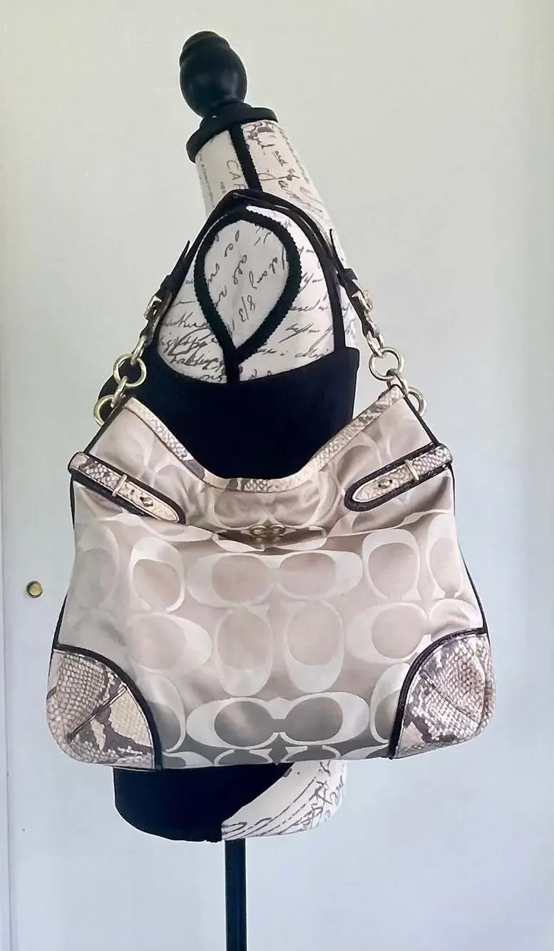 Coach Signature‎ C Hobo Bag with Snakeskin Trim 16408